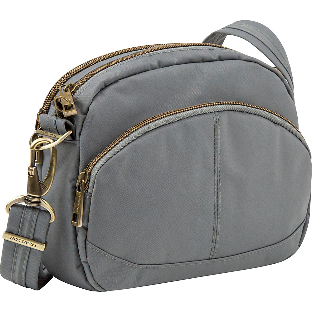 Travelon Anti Theft Signature E W Shoulder Bag Pewter Travelon Fabric Handbags