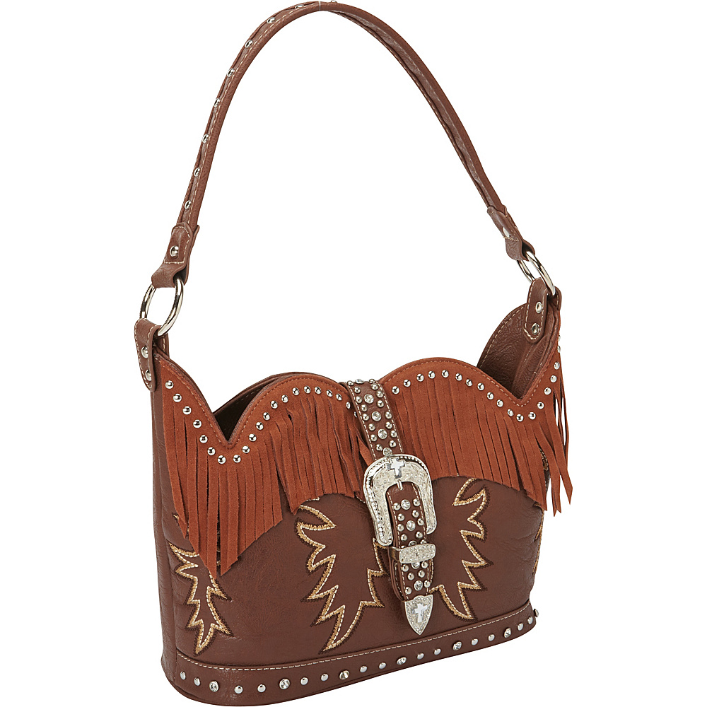 Montana West Fringe Buckle Collection Shoulder Bag Brown Montana West Manmade Handbags