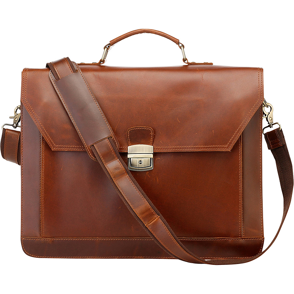 Vicenzo Leather Professional Full Grain Leather Briefcase Tan Vicenzo Leather Non Wheeled Business Cases