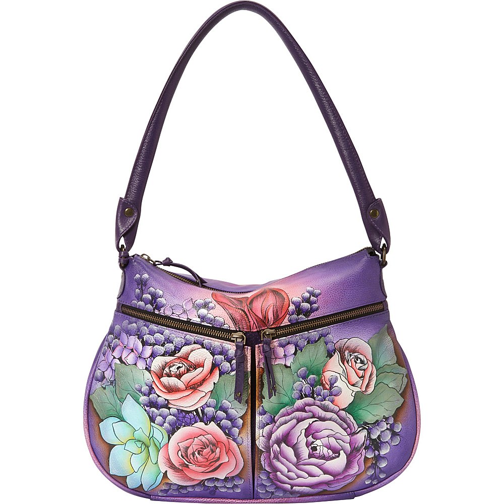 Anuschka Zip Top With Expandable Pockets Lush Lilac Anuschka Leather Handbags