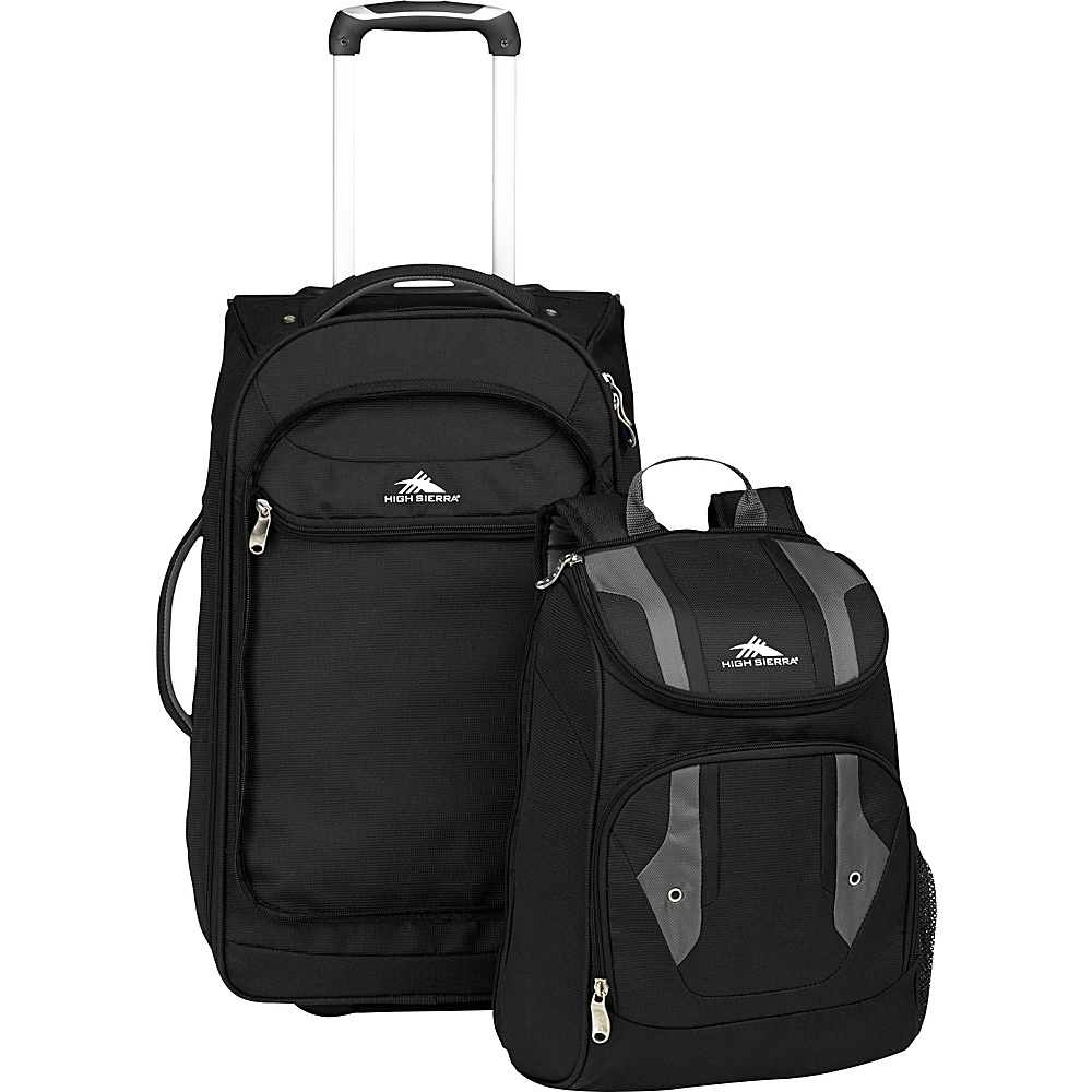 High Sierra Adventure Access Carry On Wheeled BACKPACK with removable daypack Black Charcoal High Sierra Rolling Backpacks