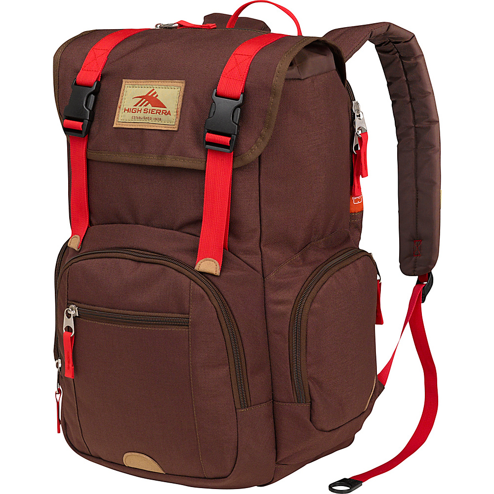 High Sierra Emmett Backpack Chocolate Crimson High Sierra School Day Hiking Backpacks