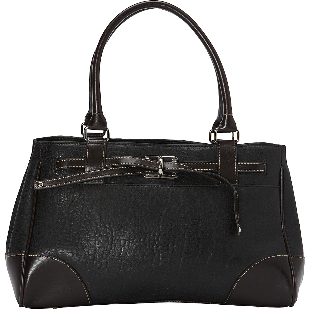 Donna Bella Designs Nore e Shoulder Bag Black and Burgundy Donna Bella Designs Manmade Handbags
