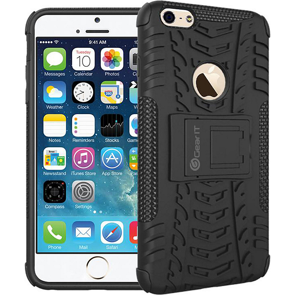 rooCASE Heavy Duty Armor Hybrid Rugged Stand Case for iPhone 6 6s Plus 5.5 inch Black rooCASE Electronic Cases