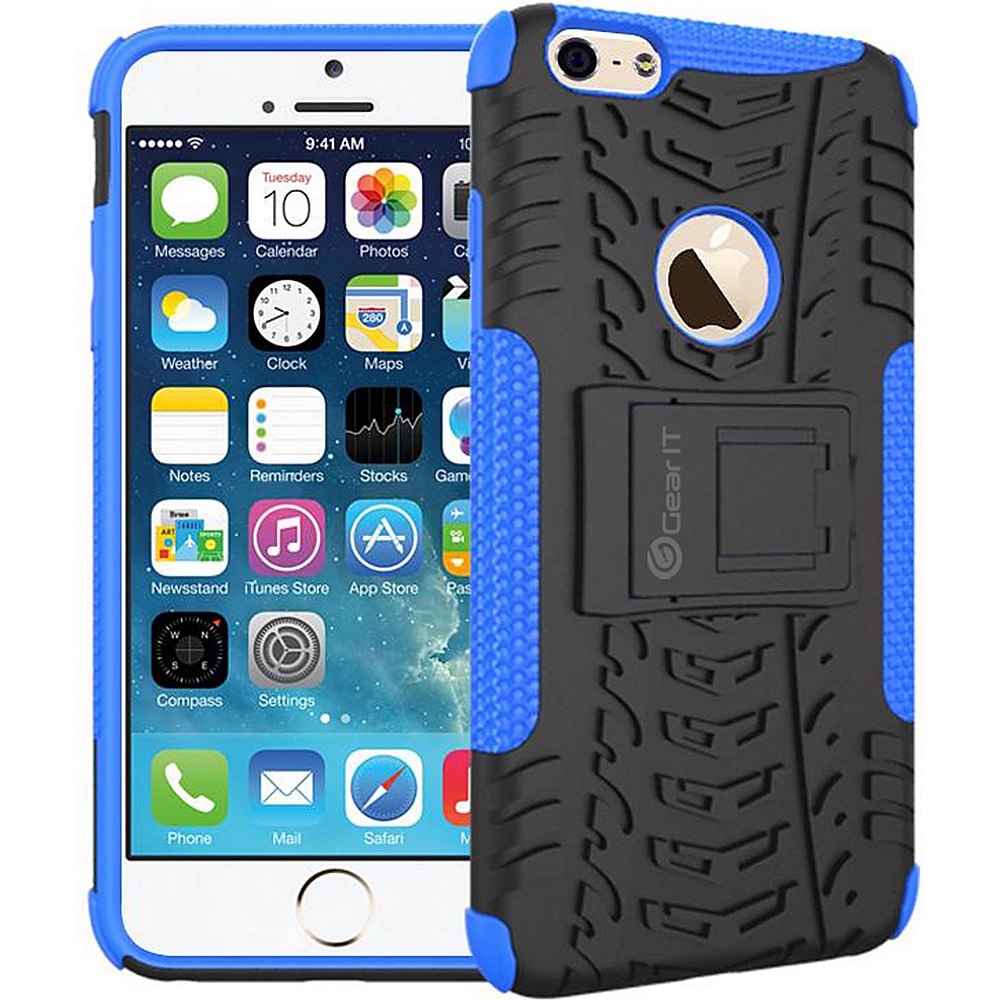 rooCASE Heavy Duty Armor Hybrid Rugged Stand Case for iPhone 6 6s Plus 5.5 inch Blue rooCASE Electronic Cases