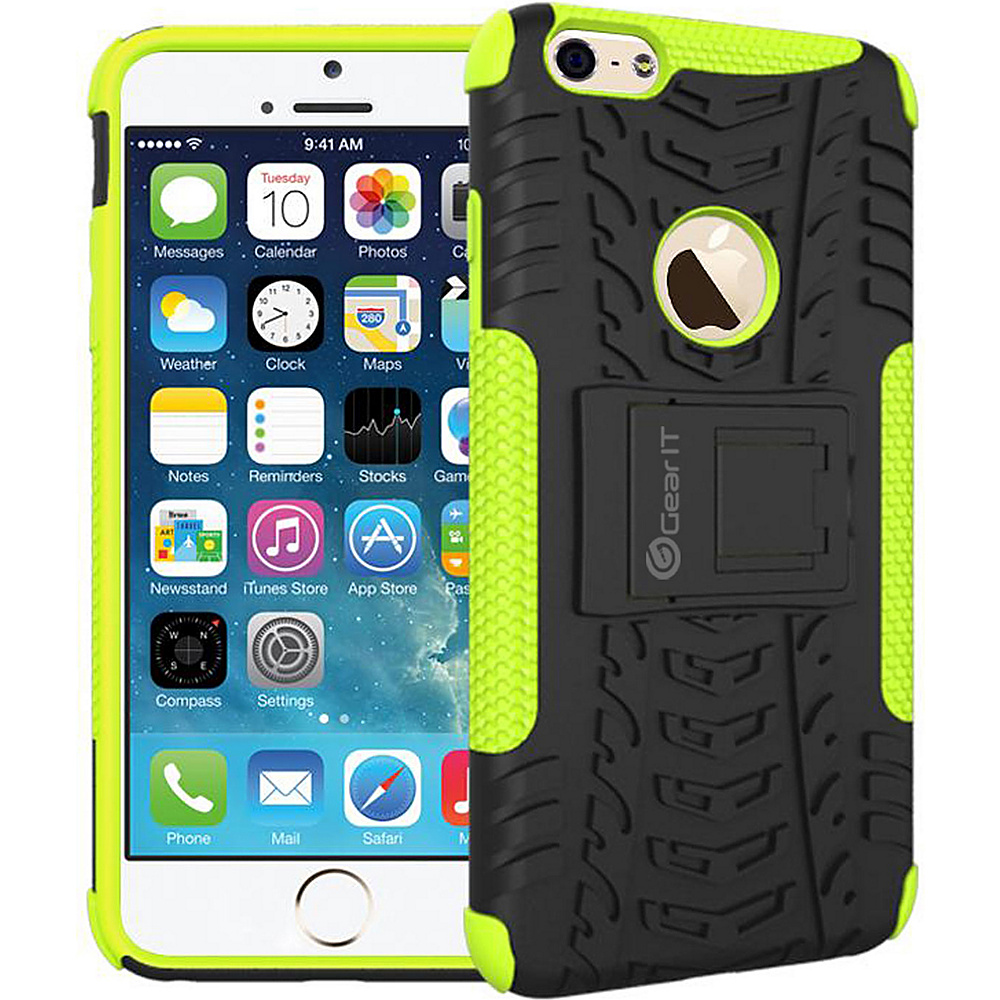 rooCASE Heavy Duty Armor Hybrid Rugged Stand Case for iPhone 6 6s Plus 5.5 inch Green rooCASE Electronic Cases