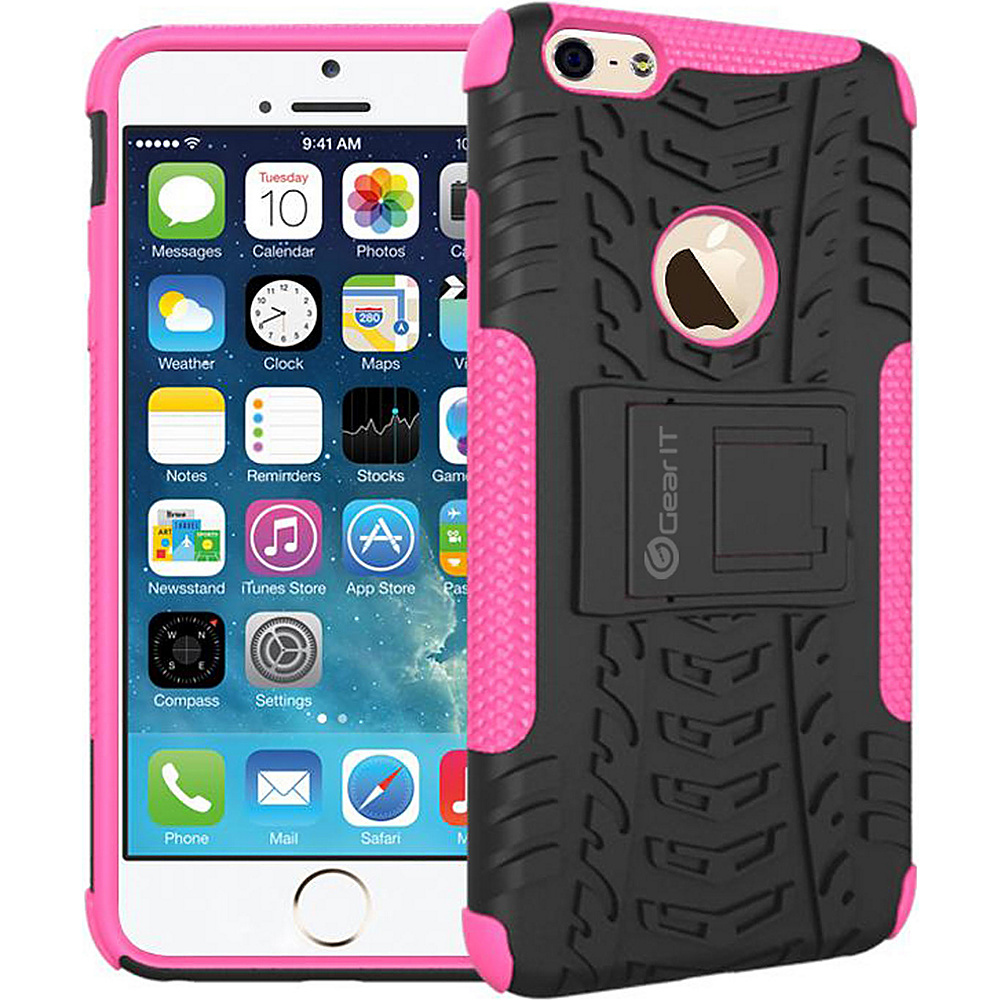 rooCASE Heavy Duty Armor Hybrid Rugged Stand Case for iPhone 6 6s Plus 5.5 inch Pink rooCASE Electronic Cases
