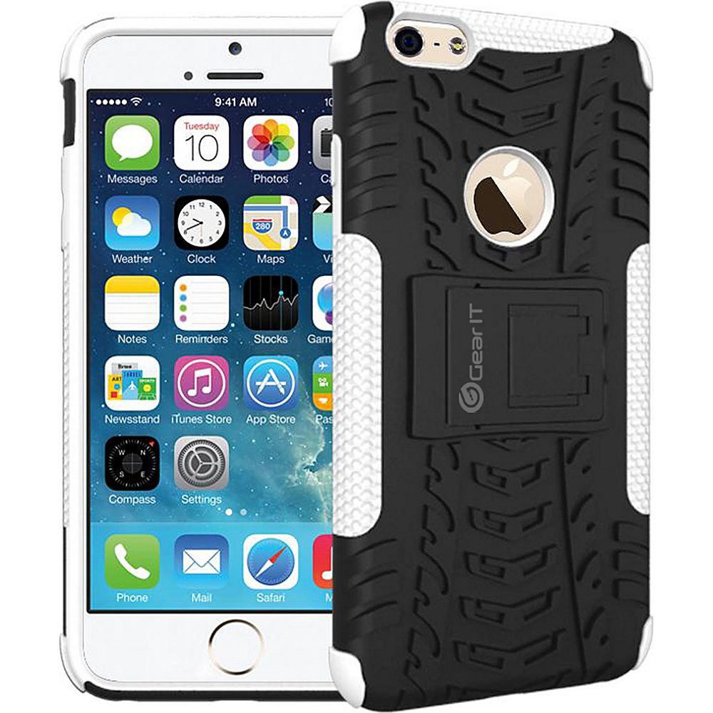 rooCASE Heavy Duty Armor Hybrid Rugged Stand Case for iPhone 6 6s Plus 5.5 inch White rooCASE Electronic Cases