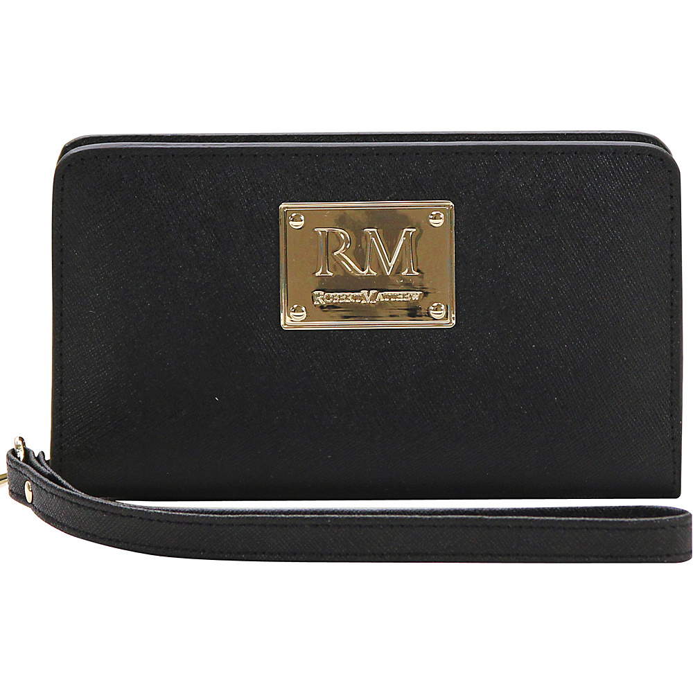 Robert Matthew Aria 24K Gold Leather Wallet Wristlet Black Diamond Robert Matthew Women s Wallets