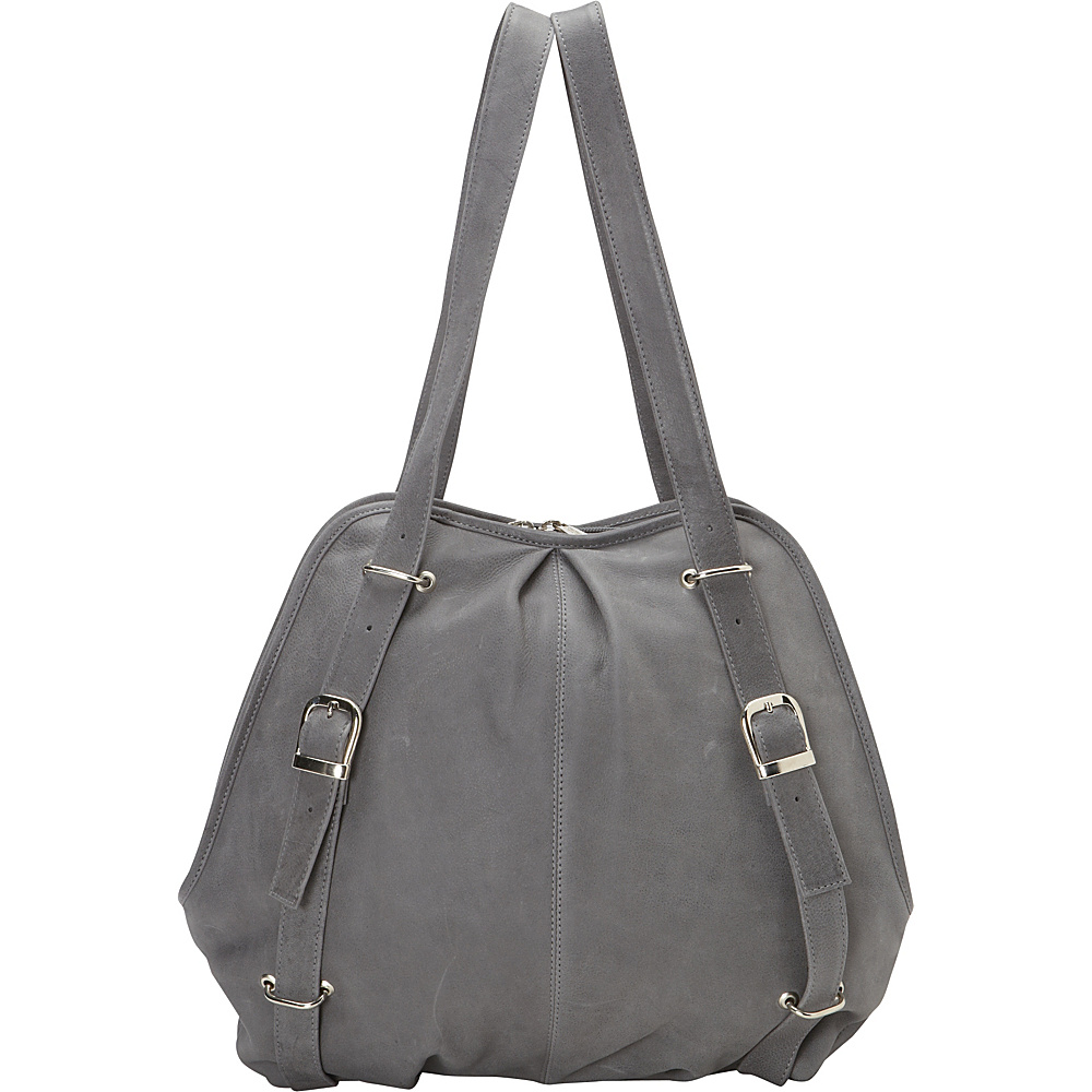 Piel Convertible Buckle Backpack Shoulder Bag Charcoal Piel Leather Handbags