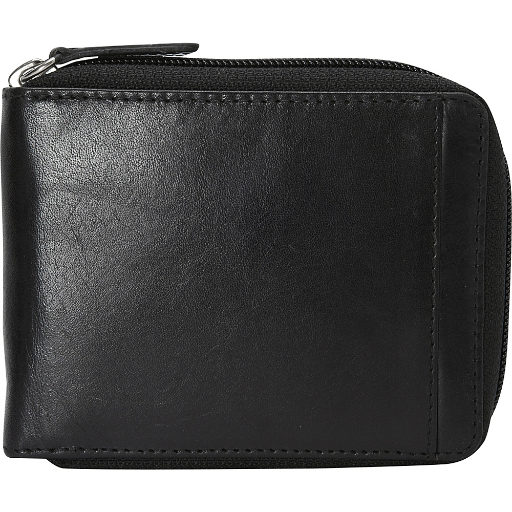 Mancini Leather Goods Mens RFID Zippered Wallet with Removable Passcase Black Mancini Leather Goods Men s Wallets