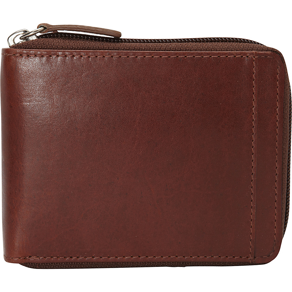 Mancini Leather Goods Mens RFID Zippered Wallet with Removable Passcase Cognac Mancini Leather Goods Men s Wallets