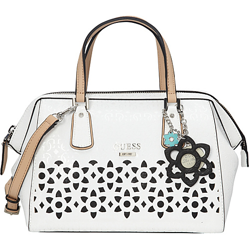 GUESS Bianco Nero Frame Satchel White - GUESS Manmade Handbags