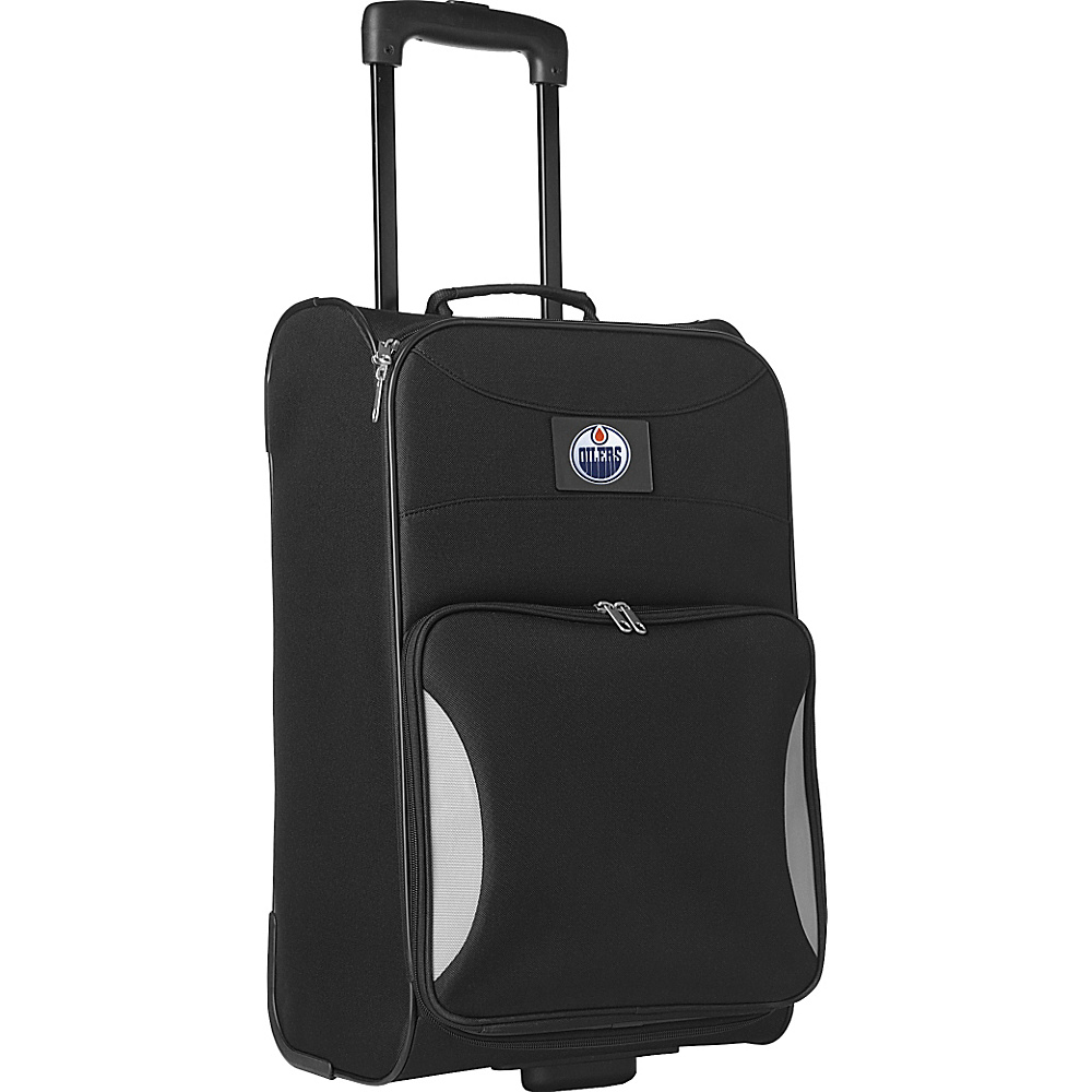 Denco Sports Luggage NHL 21 Steadfast Upright Carry on Edmonton Oilers Denco Sports Luggage Small Rolling Luggage