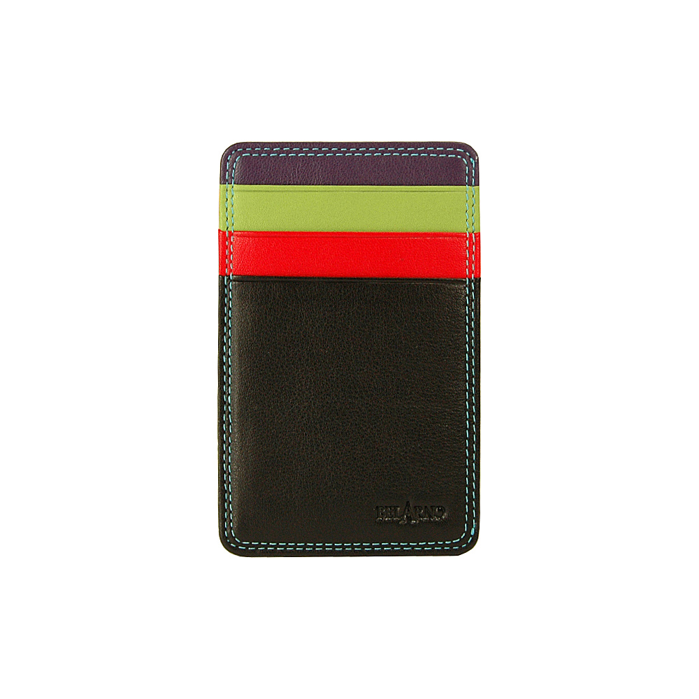 BelArno Flat Card Case with ID Black Rainbow Combination BelArno Ladies Small Wallets