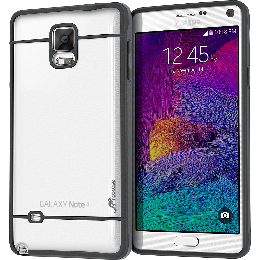 rooCASE Fuse Hybrid Frost PC TPU Case Cover for Galaxy Note 4 Grey rooCASE Personal Electronic Cases