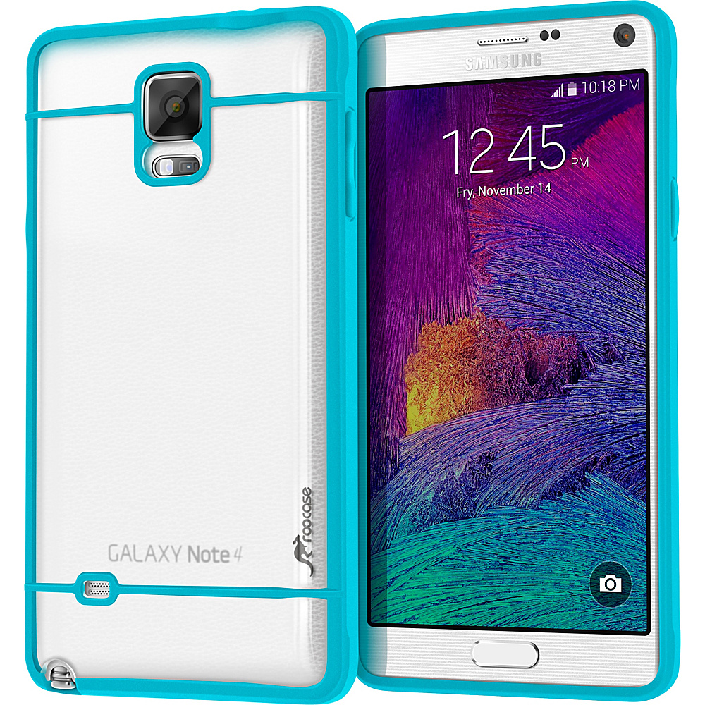 rooCASE Fuse Hybrid Frost PC TPU Case Cover for Galaxy Note 4 Blue rooCASE Electronic Cases