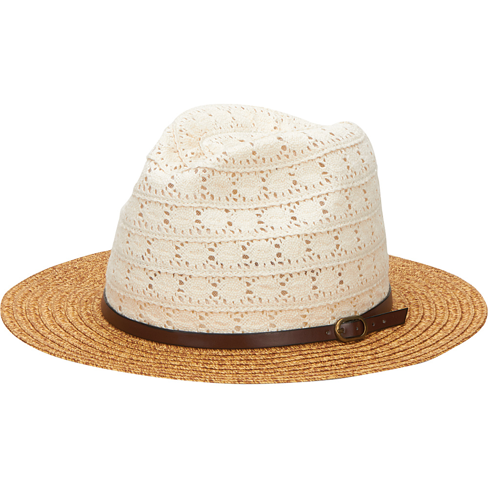 San Diego Hat Paper Braid Fedora with Lace Crown And Leather Band Natural San Diego Hat Hats Gloves Scarves