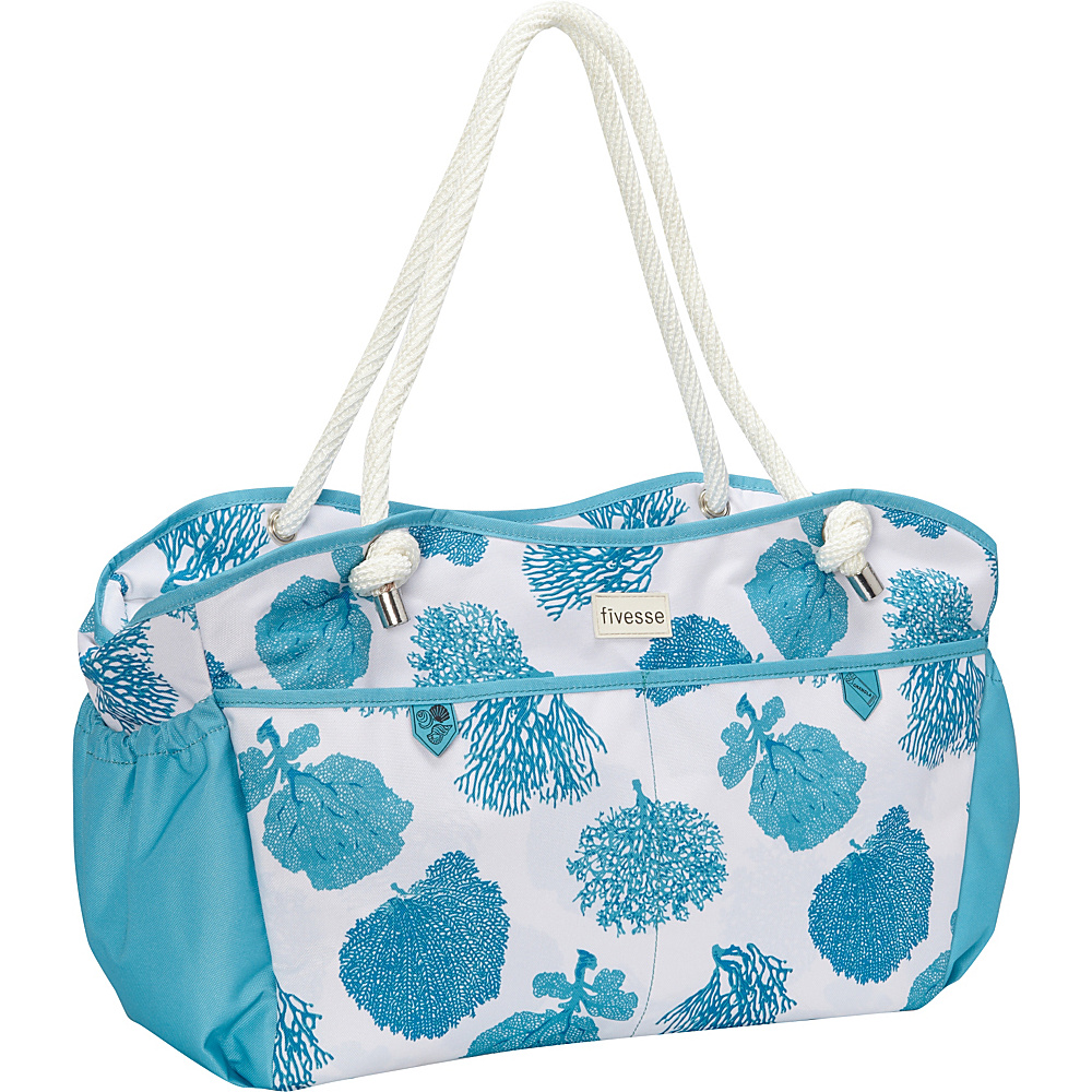 Fivesse Beach Tote Coral Blue Fivesse Fabric Handbags