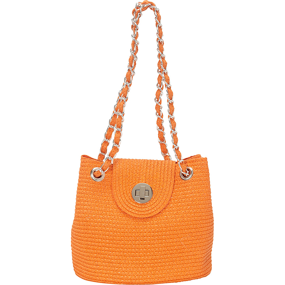 Magid Solid Paper Straw Mini Shoulder Bag Orange Magid Straw Handbags