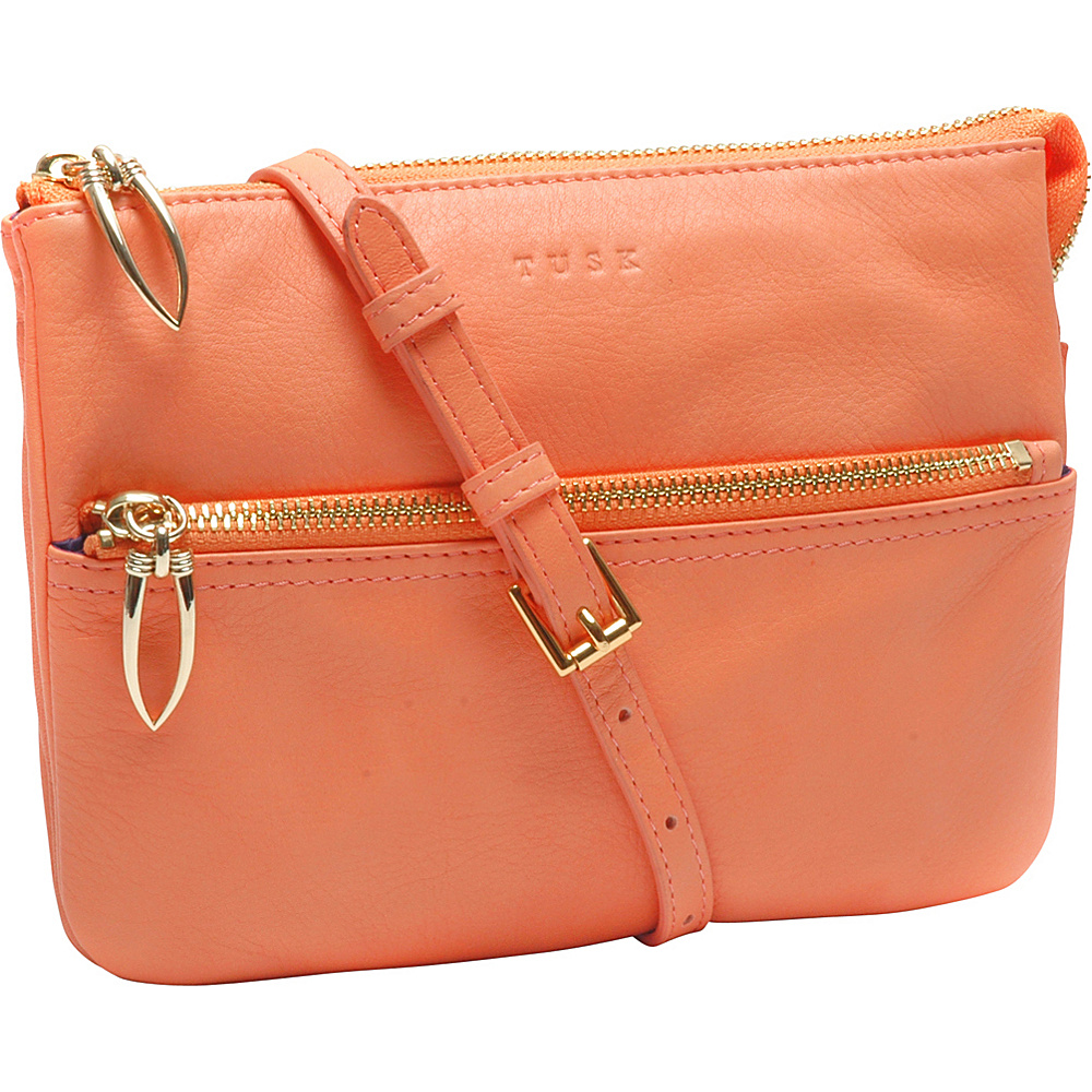 TUSK LTD Donington Napa E W Double Gusset Mini Bag Apricot TUSK LTD Leather Handbags