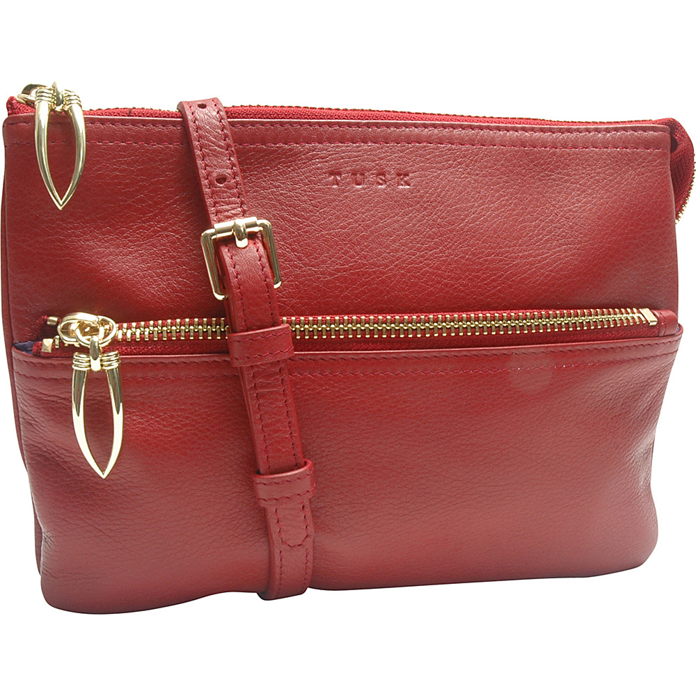 TUSK LTD Donington Napa E W Double Gusset Mini Bag Red TUSK LTD Leather Handbags
