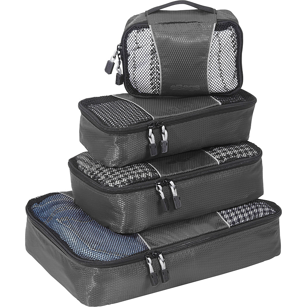 eBags Packing Cubes 4pc Small Med Set Titanium eBags Travel Organizers