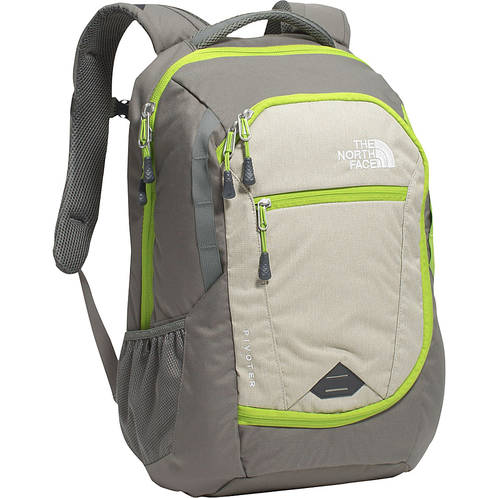 The North Face Pivoter Laptop Backpack London Fog Heather Chive Green The North Face Laptop Backpacks