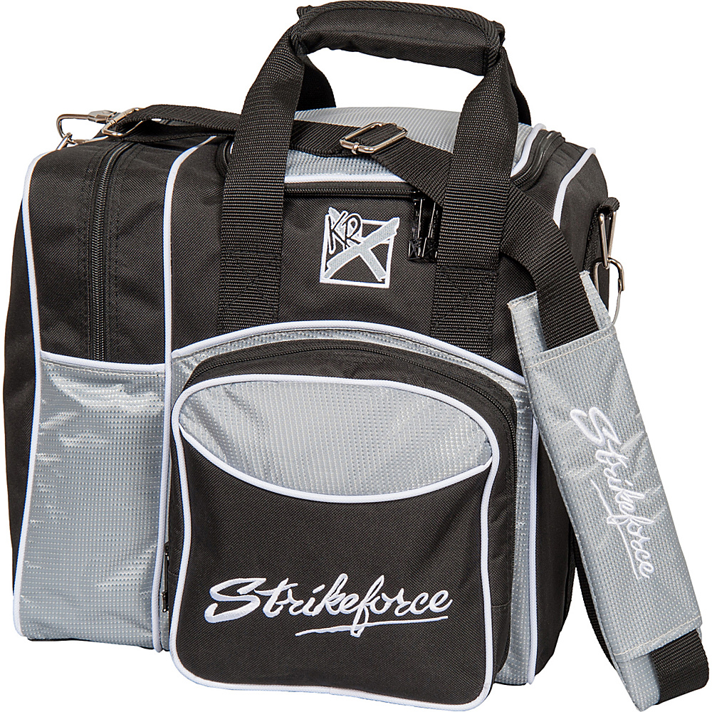 KR Strikeforce Bowling Flexx Single Bowling Ball Tote Bag Silver Black KR Strikeforce Bowling Bowling Bags