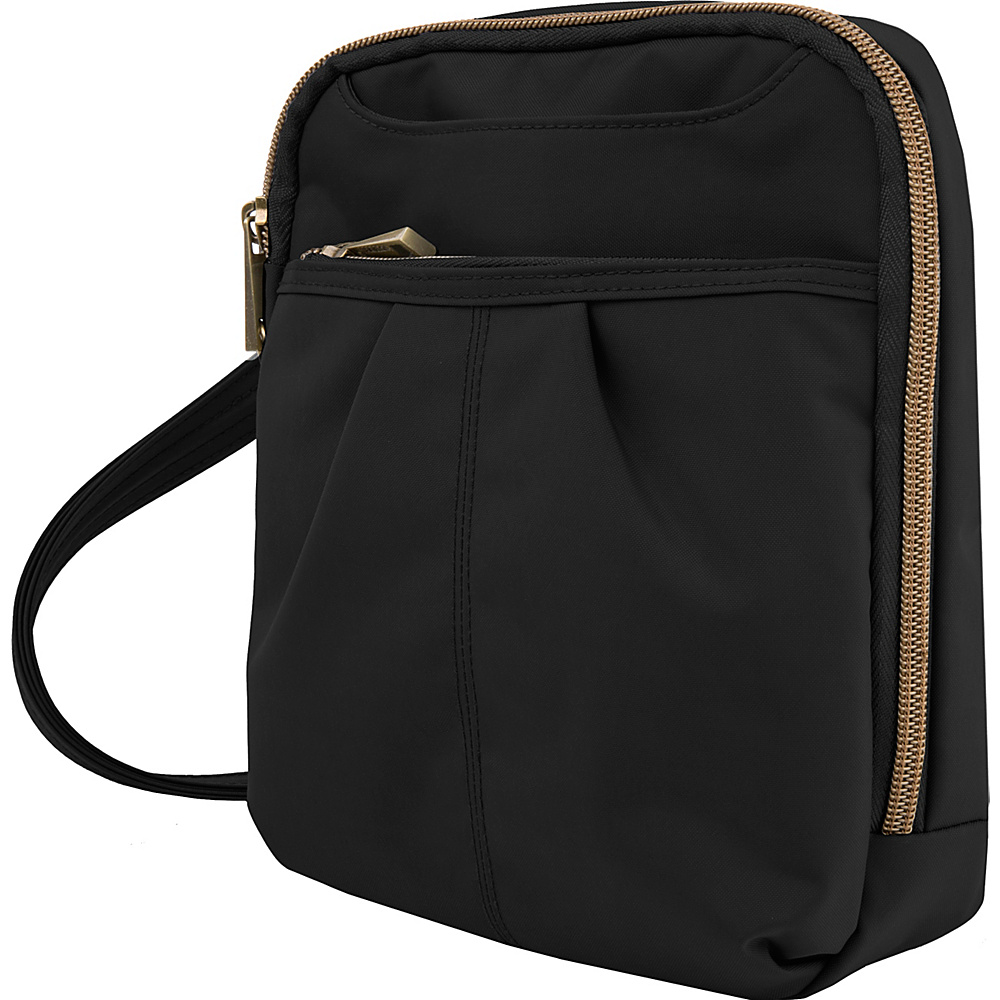 Travelon Anti theft Signature Slim Day Bag Black Teal Travelon Fabric Handbags