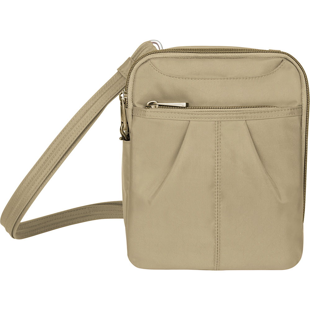 Travelon Anti theft Signature Slim Day Bag Khaki Coral Travelon Fabric Handbags