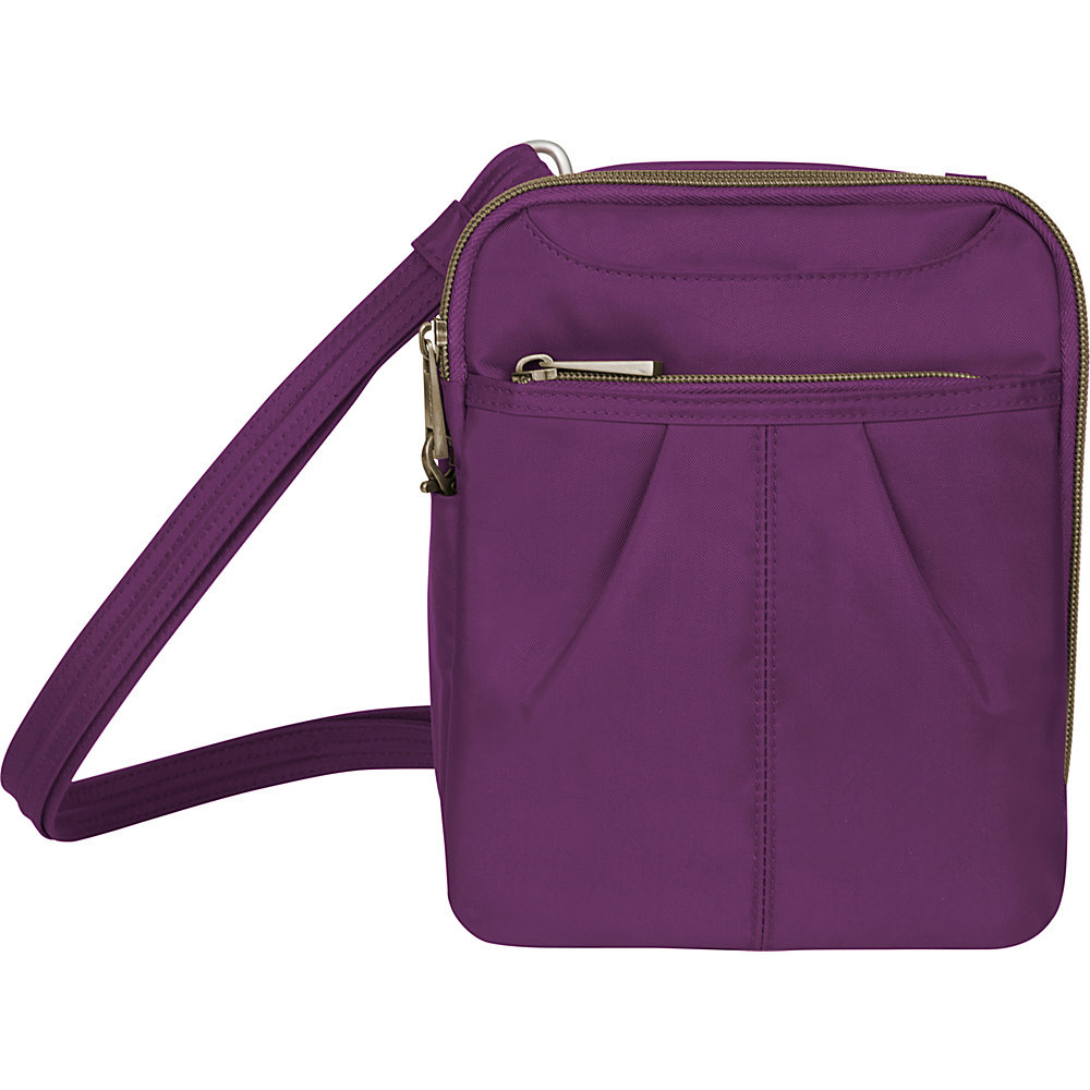 Travelon Anti theft Signature Slim Day Bag Purple Gray Travelon Fabric Handbags