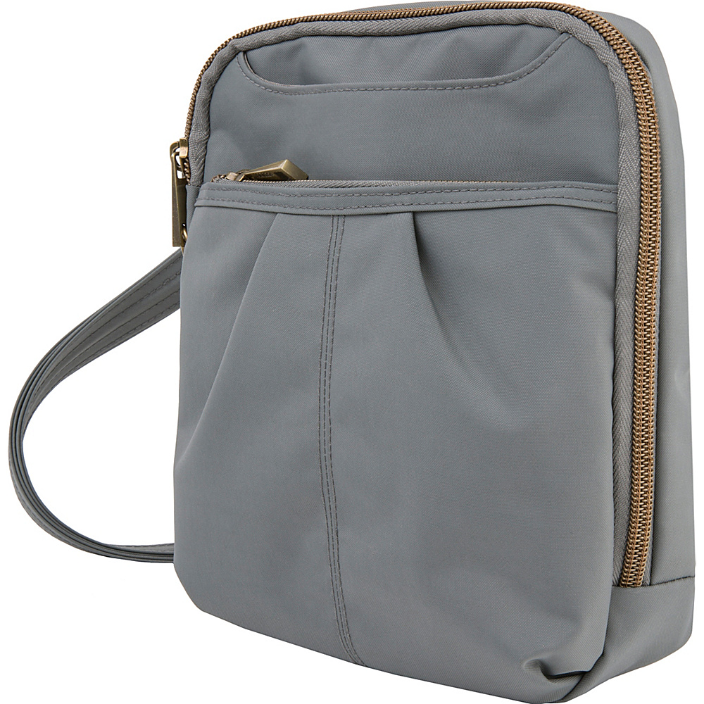 Travelon Anti theft Signature Slim Day Bag Pewter Coral Travelon Fabric Handbags