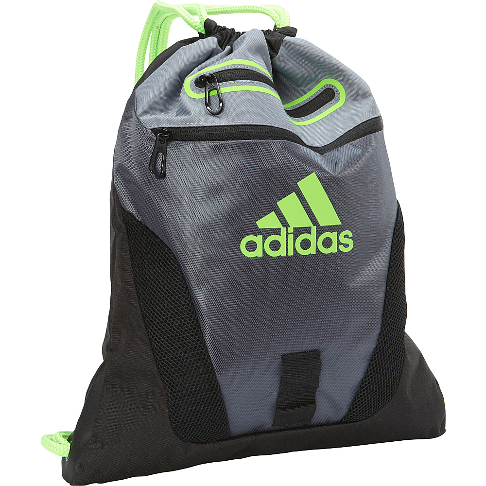 adidas Rumble Sackpack Deepest Space Black Grey Solar Green adidas School Day Hiking Backpacks