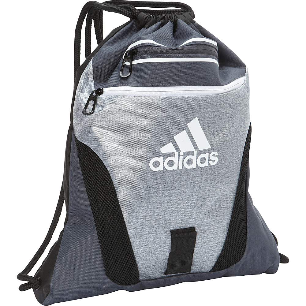 adidas Rumble Sackpack Heather Clear Grey Deepest Space Grey Black White adidas School Day Hiking Backpacks