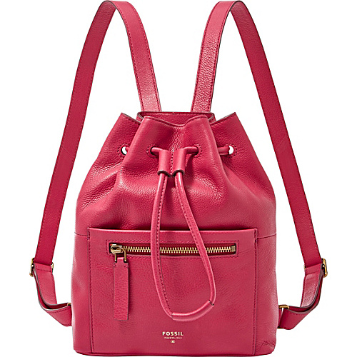 Fossil Vickery Drawstring Backpack Bright Pink - Fossil Leather Handbags