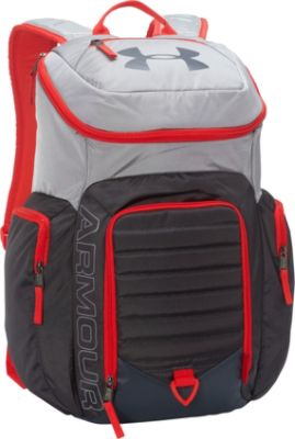 red and gray under armour backpack