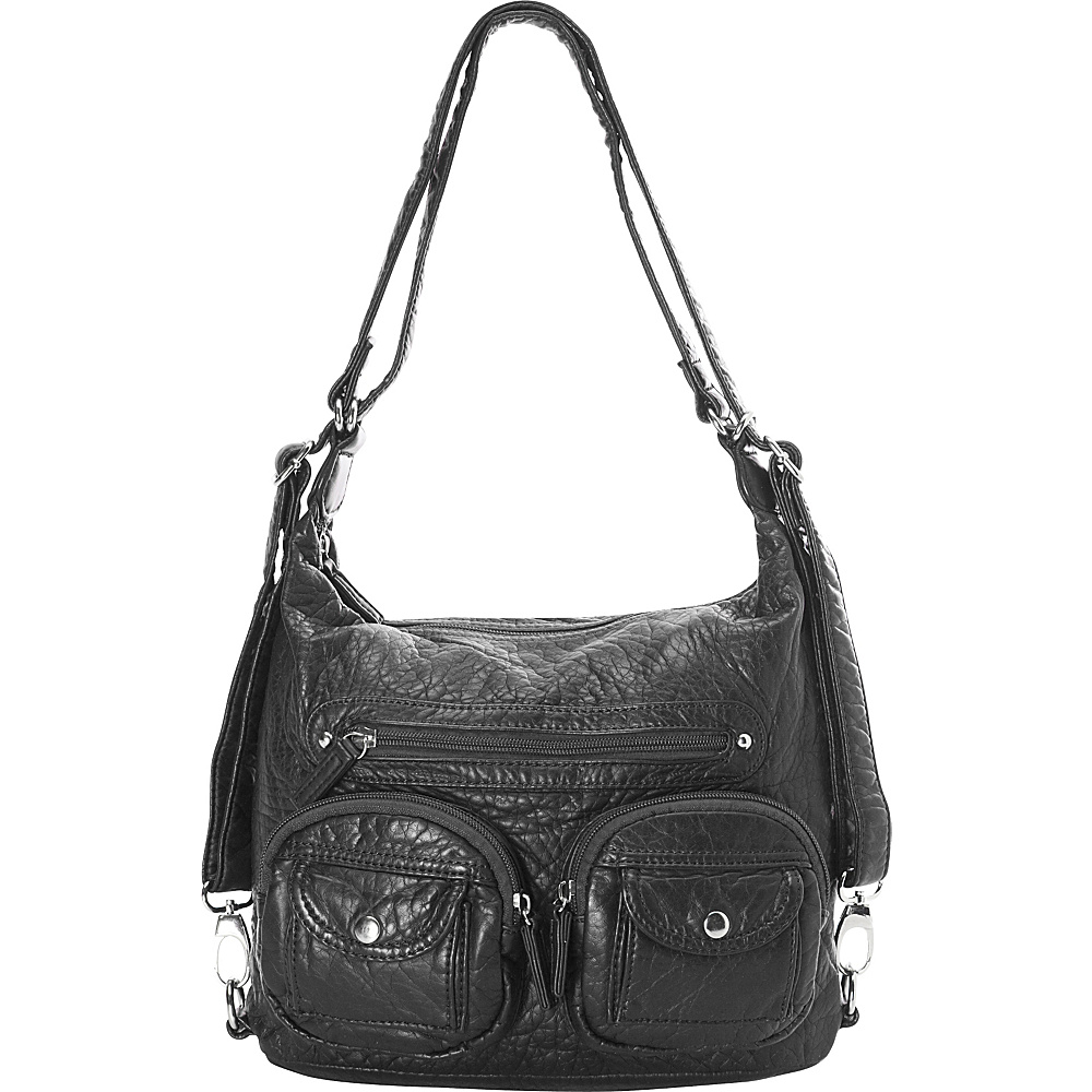 Ampere Creations Mini Convertible Backpack Crossbody Purse Black Ampere Creations Manmade Handbags