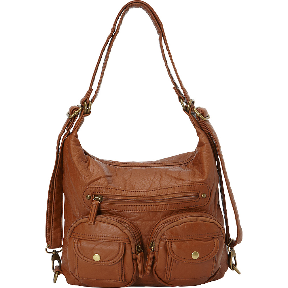 Ampere Creations Mini Convertible Backpack Crossbody Purse Light Brown Ampere Creations Manmade Handbags