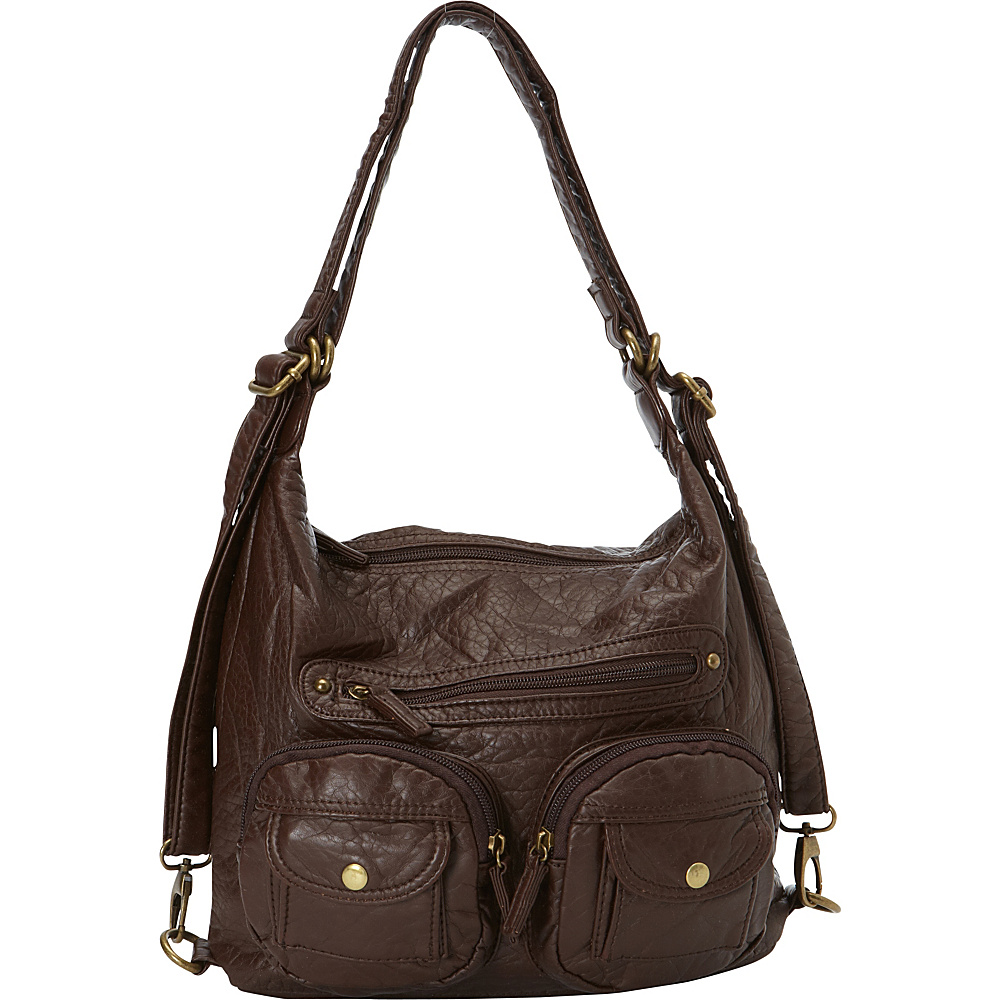 Ampere Creations Mini Convertible Backpack Crossbody Purse Chocolate Brown Ampere Creations Manmade Handbags