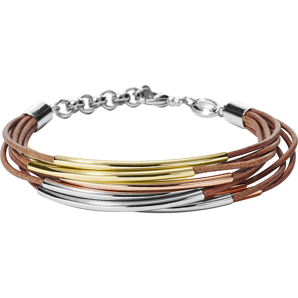 Fossil Mini Leather Corded Bracelet Tri Tone Rose Gold Silver Fossil Other Fashion Accessories