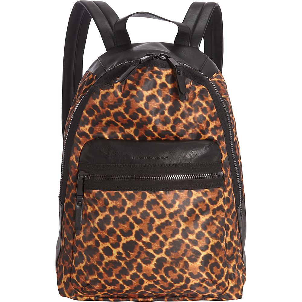 French Connection Piper Backpack Leopard Black French Connection Fabric Handbags