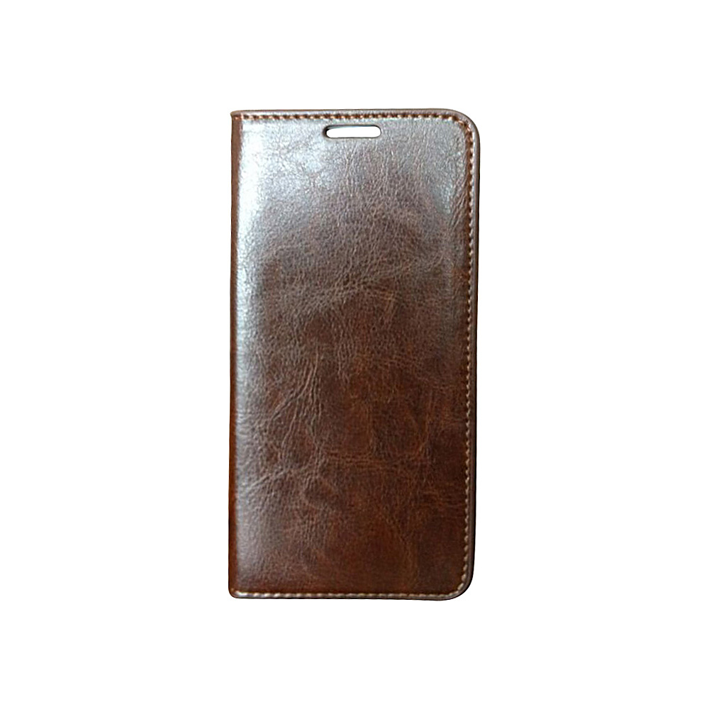 Vicenzo Leather Hudson Samsung Galaxy S6 Leather Folio Wallet Case Brown Vicenzo Leather Electronic Cases