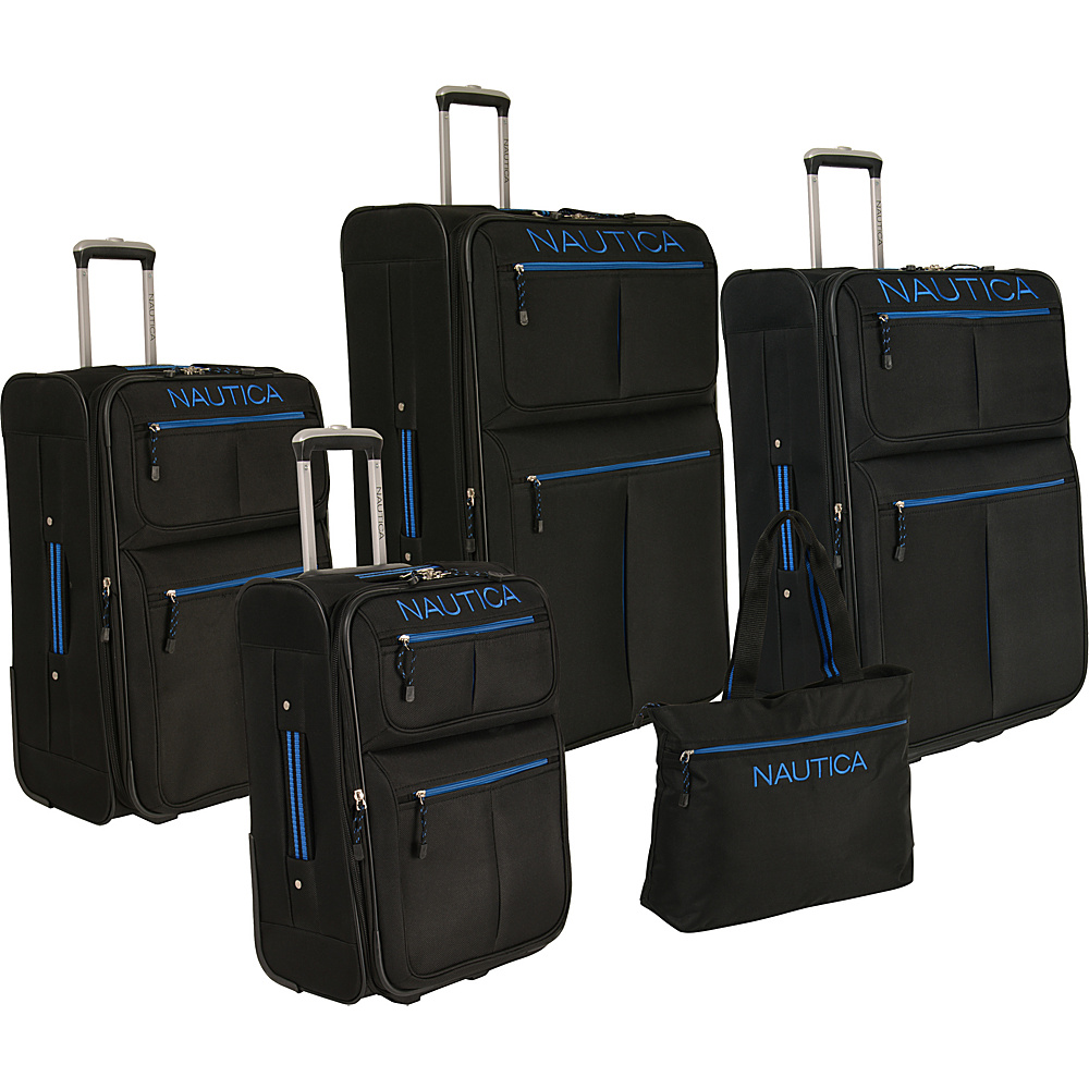 Nautica Maritime 2 Five Piece Luggage Set BLACK PRINCE BLUE Nautica Luggage Sets