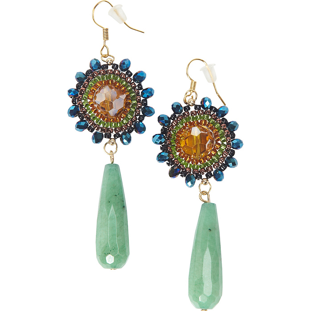 Samoe Blue Green Bead and Stone Earrings Blue Samoe Jewelry