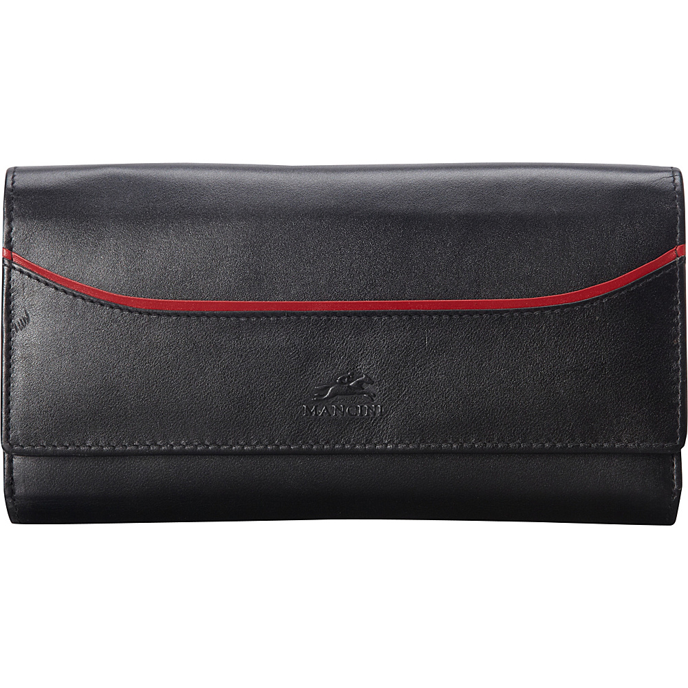 Mancini Leather Goods RFID Secure Gemma Trifold Clutch Wallet Black Mancini Leather Goods Women s Wallets