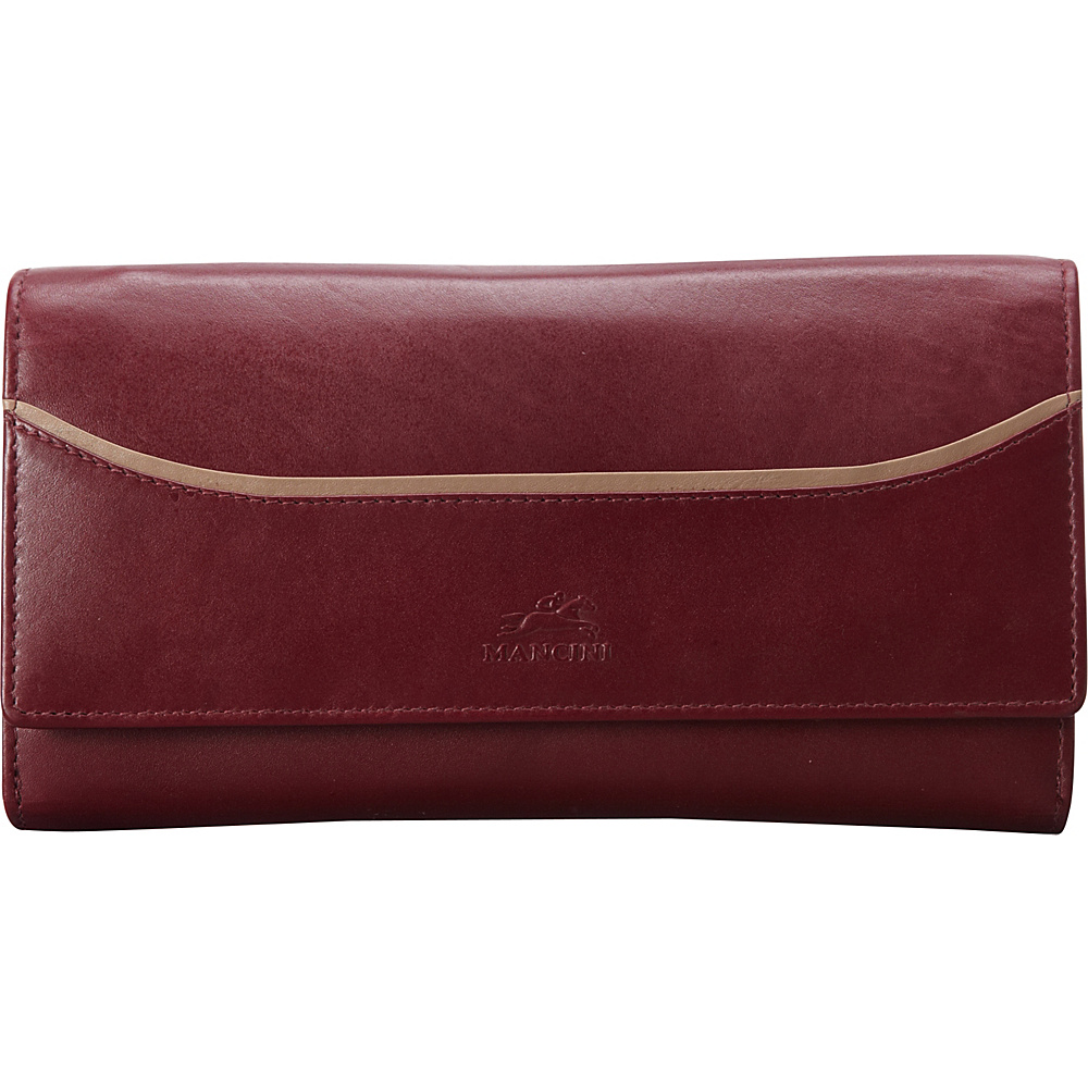 Mancini Leather Goods RFID Secure Gemma Trifold Clutch Wallet Burgundy Mancini Leather Goods Women s Wallets