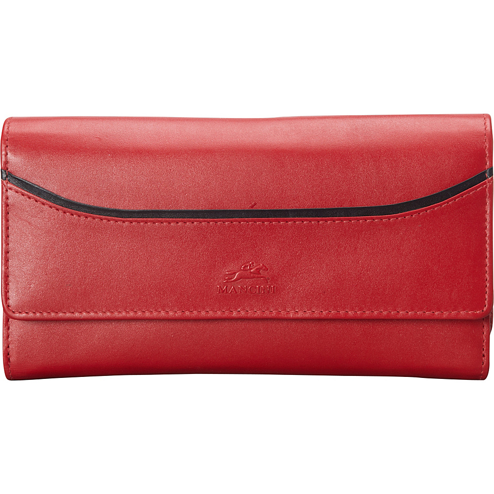 Mancini Leather Goods RFID Secure Gemma Trifold Clutch Wallet Red Mancini Leather Goods Women s Wallets