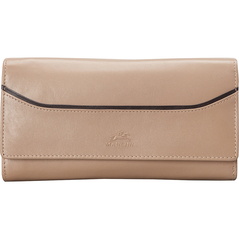Mancini Leather Goods RFID Secure Gemma Trifold Clutch Wallet Taupe Mancini Leather Goods Women s Wallets