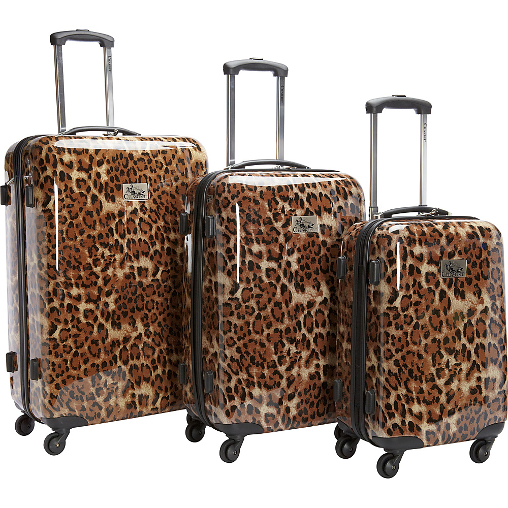 Chariot Luggage 3Pc Spinner Set Leopard Chariot Luggage Sets